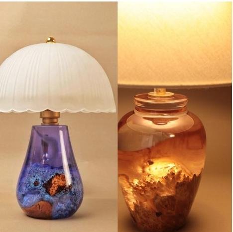 Table Lamp — Purple & Clear Resin