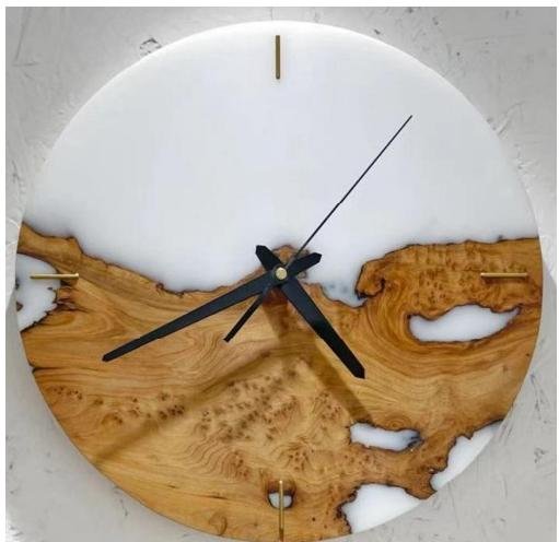 Wall Clock — White Resin & Wood