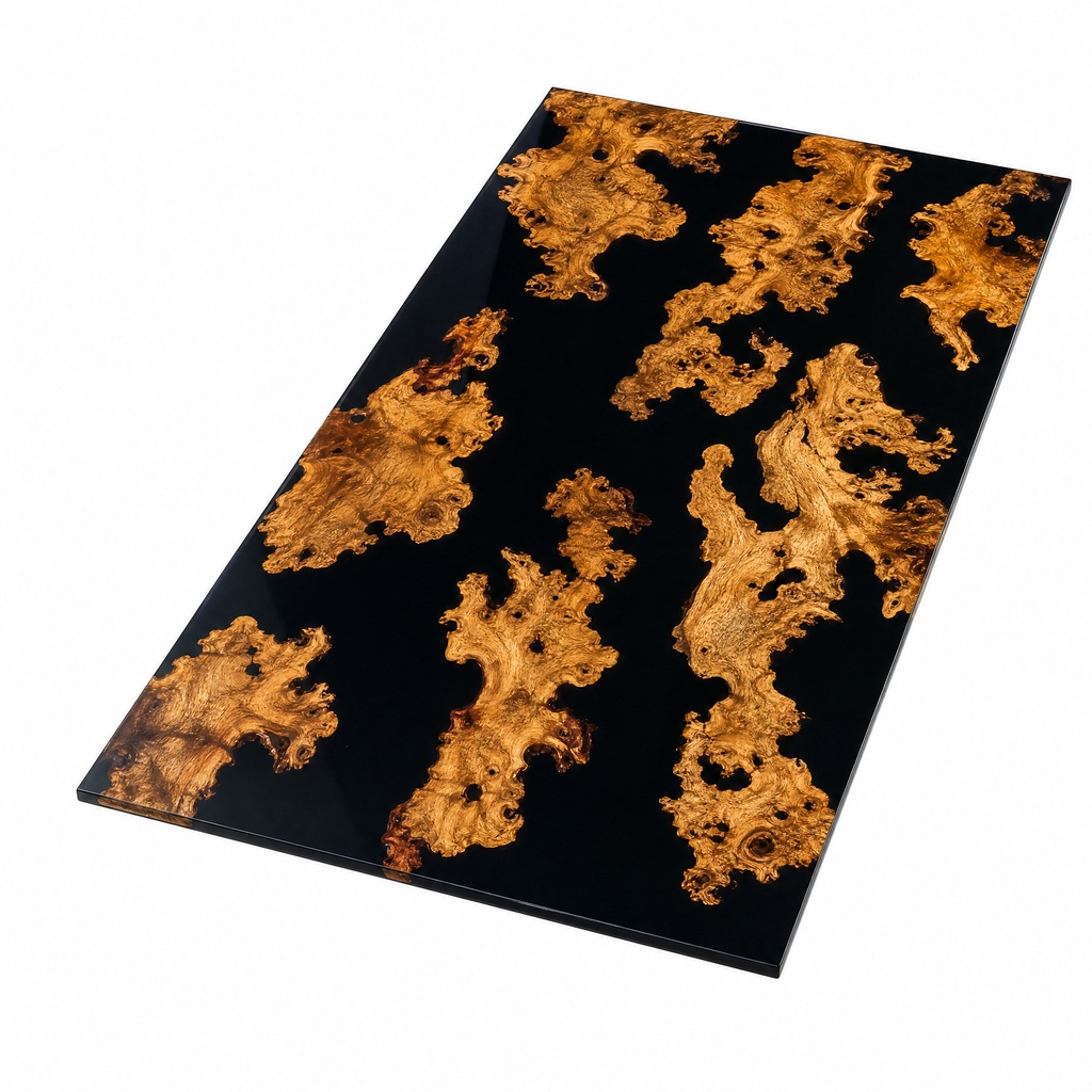 Burl Wood Black Island Table Top