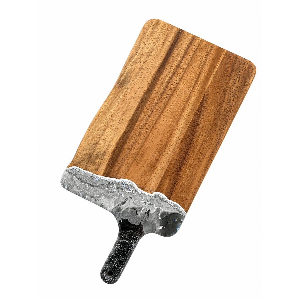Rectangular Saman Raintree Grey-Black Epoxy Serving Board