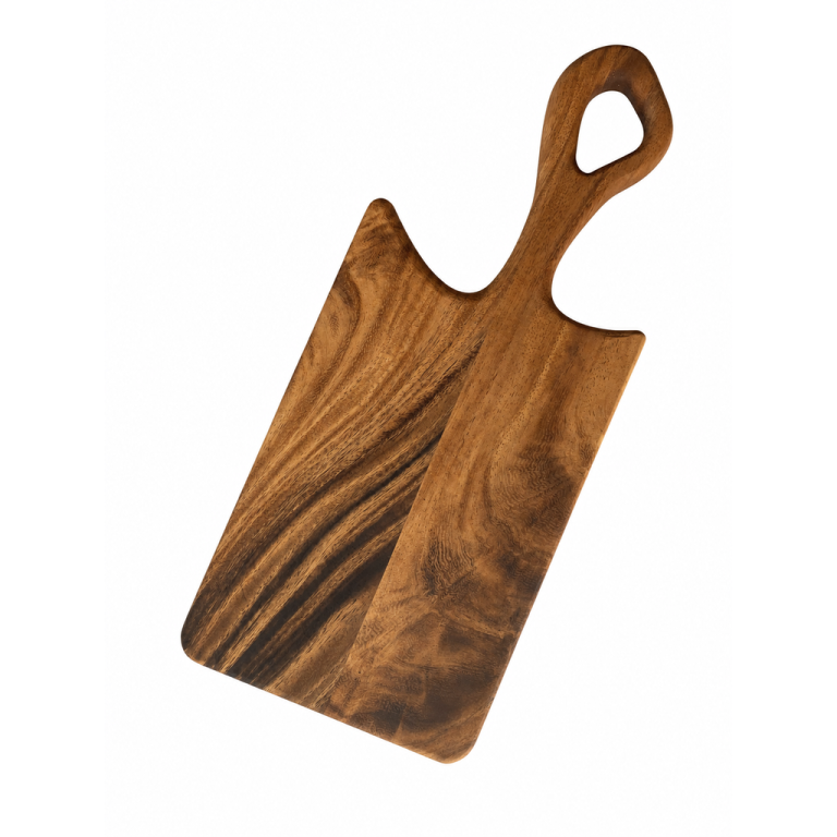 Solid Saman Raintree Paddle Serving Board with Loop Handle
