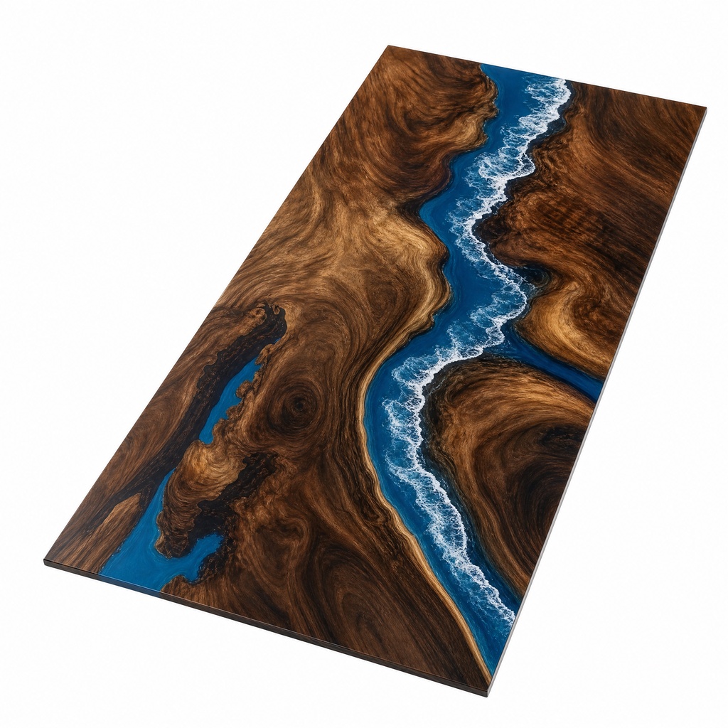 Wave Blue Walnut Epoxy Slab